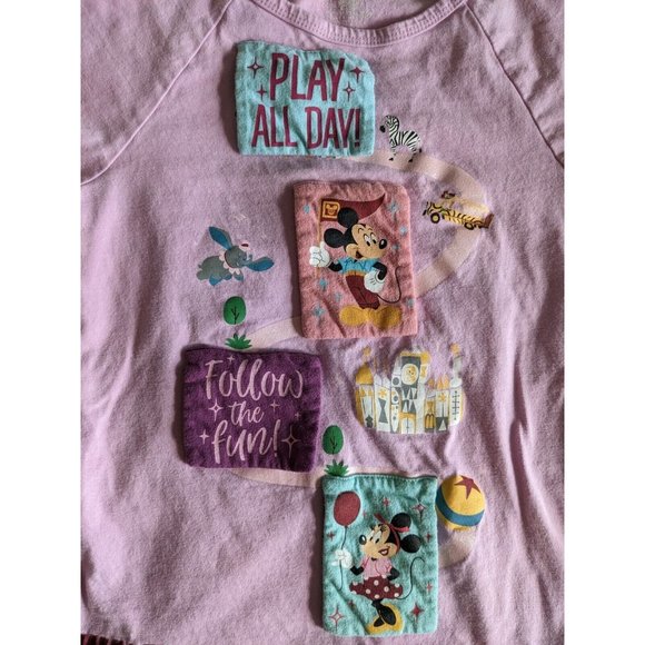 Walt Disney World Parks youth flap shirt Large pink Mickey Mickey & Minnie Mouse - Picture 3 of 7